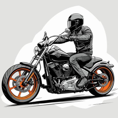 Cesur, şık bir motosiklet tasarımı içeren eşsiz ve havalı bir motosiklet vektör sanatı çizimi güçlü oranlarda ve keskin detaylarla