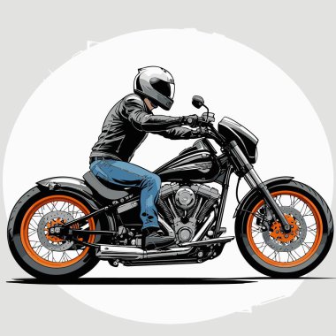 Cesur, şık bir motosiklet tasarımı içeren eşsiz ve havalı bir motosiklet vektör sanatı çizimi güçlü oranlarda ve keskin detaylarla