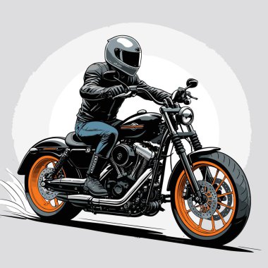 Cesur, şık bir motosiklet tasarımı içeren eşsiz ve havalı bir motosiklet vektör sanatı çizimi güçlü oranlarda ve keskin detaylarla