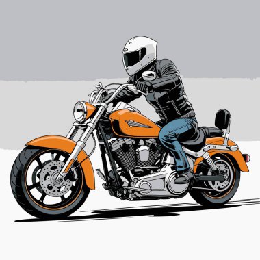 Cesur, şık bir motosiklet tasarımı içeren eşsiz ve havalı bir motosiklet vektör sanatı çizimi güçlü oranlarda ve keskin detaylarla