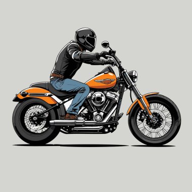 Cesur, şık bir motosiklet tasarımı içeren eşsiz ve havalı bir motosiklet vektör sanatı çizimi güçlü oranlarda ve keskin detaylarla