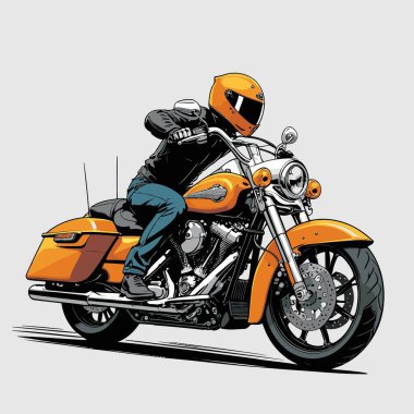 Cesur, şık bir motosiklet tasarımı içeren eşsiz ve havalı bir motosiklet vektör sanatı çizimi güçlü oranlarda ve keskin detaylarla