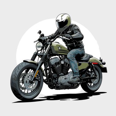 Cesur, şık bir motosiklet tasarımı içeren eşsiz ve havalı bir motosiklet vektör sanatı çizimi güçlü oranlarda ve keskin detaylarla