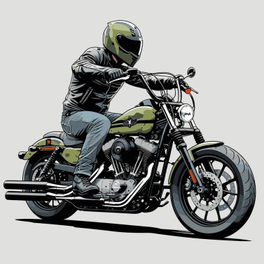 Cesur, şık bir motosiklet tasarımı içeren eşsiz ve havalı bir motosiklet vektör sanatı çizimi güçlü oranlarda ve keskin detaylarla