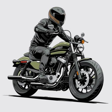 Cesur, şık bir motosiklet tasarımı içeren eşsiz ve havalı bir motosiklet vektör sanatı çizimi güçlü oranlarda ve keskin detaylarla