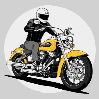 Cesur, şık bir motosiklet tasarımı içeren eşsiz ve havalı bir motosiklet vektör sanatı çizimi güçlü oranlarda ve keskin detaylarla