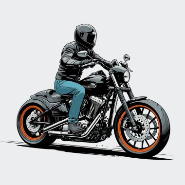 Cesur, şık bir motosiklet tasarımı içeren eşsiz ve havalı bir motosiklet vektör sanatı çizimi güçlü oranlarda ve keskin detaylarla