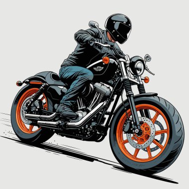 Cesur, şık bir motosiklet tasarımı içeren eşsiz ve havalı bir motosiklet vektör sanatı çizimi güçlü oranlarda ve keskin detaylarla