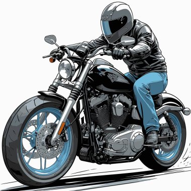 Cesur, şık bir motosiklet tasarımı içeren eşsiz ve havalı bir motosiklet vektör sanatı çizimi güçlü oranlarda ve keskin detaylarla