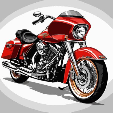 Cesur, şık bir motosiklet tasarımı içeren eşsiz ve havalı bir motosiklet vektör sanatı çizimi güçlü oranlarda ve keskin detaylarla