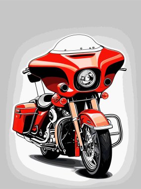 Cesur, şık bir motosiklet tasarımı içeren eşsiz ve havalı bir motosiklet vektör sanatı çizimi güçlü oranlarda ve keskin detaylarla