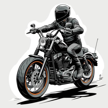 Cesur, şık bir motosiklet tasarımı içeren eşsiz ve havalı bir motosiklet vektör sanatı çizimi güçlü oranlarda ve keskin detaylarla