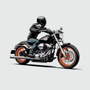 Cesur, şık bir motosiklet tasarımı içeren eşsiz ve havalı bir motosiklet vektör sanatı çizimi güçlü oranlarda ve keskin detaylarla