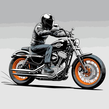 Cesur, şık bir motosiklet tasarımı içeren eşsiz ve havalı bir motosiklet vektör sanatı çizimi güçlü oranlarda ve keskin detaylarla