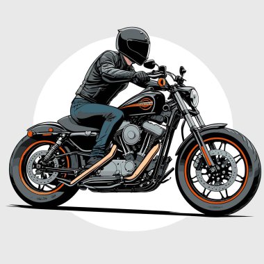 Cesur, şık bir motosiklet tasarımı içeren eşsiz ve havalı bir motosiklet vektör sanatı çizimi güçlü oranlarda ve keskin detaylarla