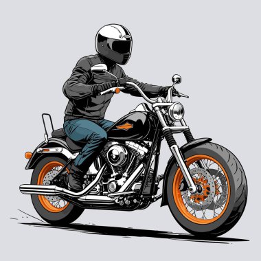 Cesur, şık bir motosiklet tasarımı içeren eşsiz ve havalı bir motosiklet vektör sanatı çizimi güçlü oranlarda ve keskin detaylarla