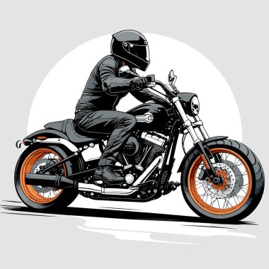 Cesur, şık bir motosiklet tasarımı içeren eşsiz ve havalı bir motosiklet vektör sanatı çizimi güçlü oranlarda ve keskin detaylarla