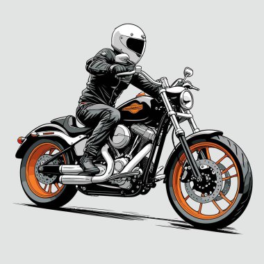 Cesur, şık bir motosiklet tasarımı içeren eşsiz ve havalı bir motosiklet vektör sanatı çizimi güçlü oranlarda ve keskin detaylarla