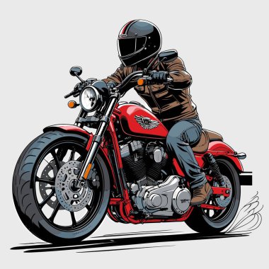 Cesur, şık bir motosiklet tasarımı içeren eşsiz ve havalı bir motosiklet vektör sanatı çizimi güçlü oranlarda ve keskin detaylarla