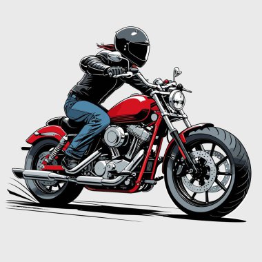 Cesur, şık bir motosiklet tasarımı içeren eşsiz ve havalı bir motosiklet vektör sanatı çizimi güçlü oranlarda ve keskin detaylarla