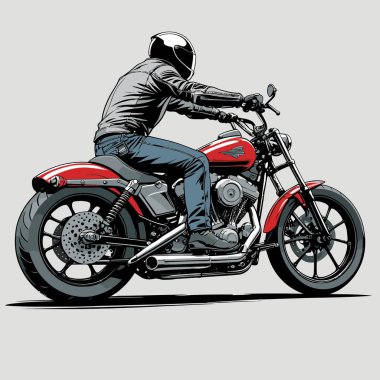 Cesur, şık bir motosiklet tasarımı içeren eşsiz ve havalı bir motosiklet vektör sanatı çizimi güçlü oranlarda ve keskin detaylarla