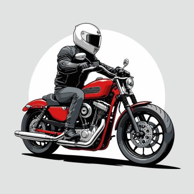 Cesur, şık bir motosiklet tasarımı içeren eşsiz ve havalı bir motosiklet vektör sanatı çizimi güçlü oranlarda ve keskin detaylarla