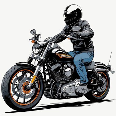 Cesur, şık bir motosiklet tasarımı içeren eşsiz ve havalı bir motosiklet vektör sanatı çizimi güçlü oranlarda ve keskin detaylarla