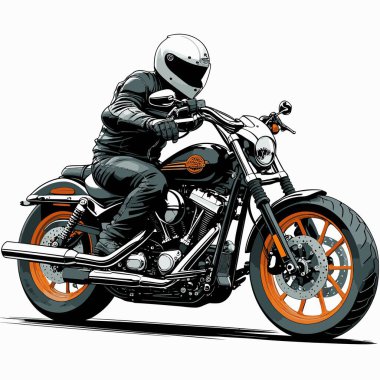 Cesur, şık bir motosiklet tasarımı içeren eşsiz ve havalı bir motosiklet vektör sanatı çizimi güçlü oranlarda ve keskin detaylarla