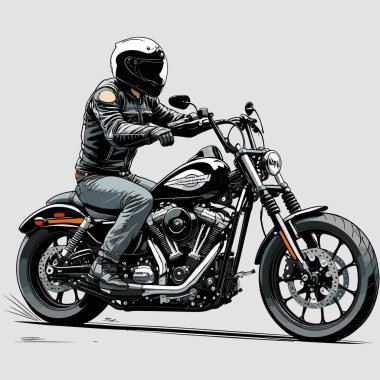 Cesur, şık bir motosiklet tasarımı içeren eşsiz ve havalı bir motosiklet vektör sanatı çizimi güçlü oranlarda ve keskin detaylarla