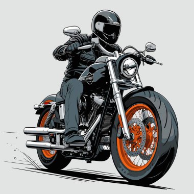 Cesur, şık bir motosiklet tasarımı içeren eşsiz ve havalı bir motosiklet vektör sanatı çizimi güçlü oranlarda ve keskin detaylarla