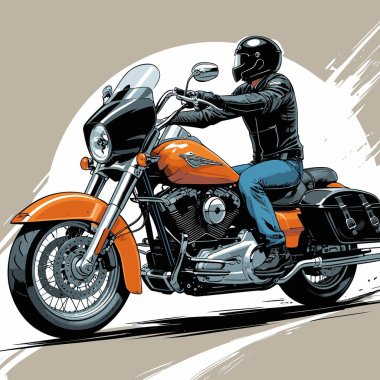 Cesur, şık bir motosiklet tasarımı içeren eşsiz ve havalı bir motosiklet vektör sanatı çizimi güçlü oranlarda ve keskin detaylarla