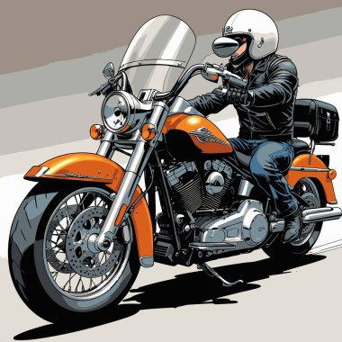 Cesur, şık bir motosiklet tasarımı içeren eşsiz ve havalı bir motosiklet vektör sanatı çizimi güçlü oranlarda ve keskin detaylarla