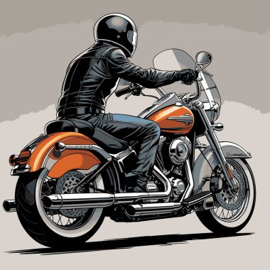 Cesur, şık bir motosiklet tasarımı içeren eşsiz ve havalı bir motosiklet vektör sanatı çizimi güçlü oranlarda ve keskin detaylarla