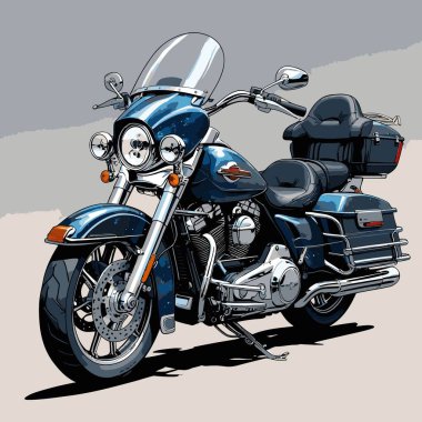 Cesur, şık bir motosiklet tasarımı içeren eşsiz ve havalı bir motosiklet vektör sanatı çizimi güçlü oranlarda ve keskin detaylarla