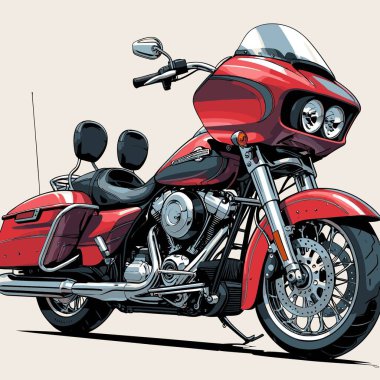 Cesur, şık bir motosiklet tasarımı içeren eşsiz ve havalı bir motosiklet vektör sanatı çizimi güçlü oranlarda ve keskin detaylarla