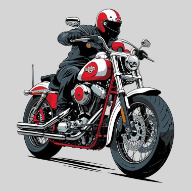 Cesur, şık bir motosiklet tasarımı içeren eşsiz ve havalı bir motosiklet vektör sanatı çizimi güçlü oranlarda ve keskin detaylarla