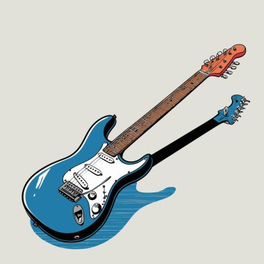 Güçlü bir görsel karaktere sahip şık ve göz alıcı bir tasarıma sahip eşsiz ve havalı bir gitar vektör sanatı çizimi