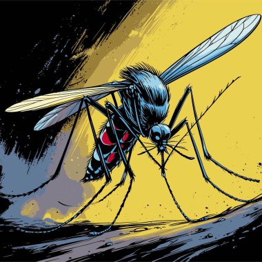 Çok detaylı ve gerçekçi sivrisinek çizimi