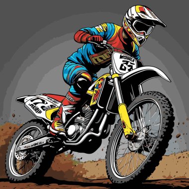 cool komik motokros vektör resimleri
