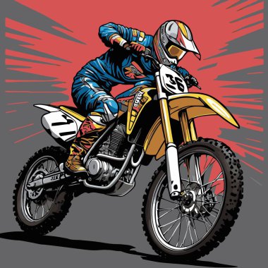 cool komik motokros vektör resimleri