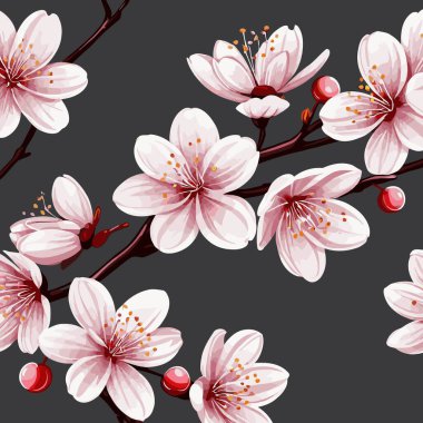 Güzel kiraz çiçeklerinin şirin vektör görüntüsü