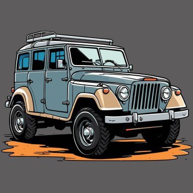 4x4 off-road arabasının komik vektör görüntüsü