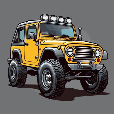 4x4 off-road arabasının komik vektör görüntüsü