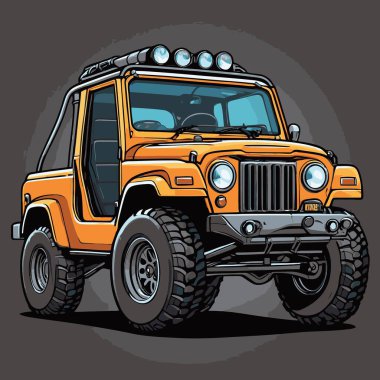 4x4 off-road arabasının komik vektör görüntüsü