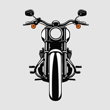 Bir vektör kruvazör motosikleti, düşük askılı, geniş gidonu ve rahat sürüş pozisyonunu vurgulayan rahat bir koltuğu olan, temiz ve şık bir grafik tasarımı ile gösterilmiştir.