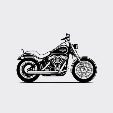 A vector cruiser motorcycle illustrated in a clean and stylish graphic design, featuring a low-slung frame, wide handlebars, and a comfortable seat that emphasizes a relaxed riding position