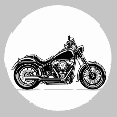 A vector cruiser motorcycle illustrated in a clean and stylish graphic design, featuring a low-slung frame, wide handlebars, and a comfortable seat that emphasizes a relaxed riding position