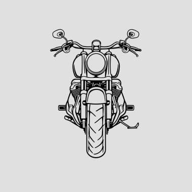 Bir vektör kruvazör motosikleti, düşük askılı, geniş gidonu ve rahat sürüş pozisyonunu vurgulayan rahat bir koltuğu olan, temiz ve şık bir grafik tasarımı ile gösterilmiştir.