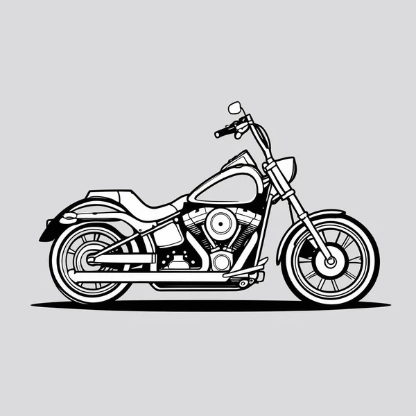 Bir vektör kruvazör motosikleti, düşük askılı, geniş gidonu ve rahat sürüş pozisyonunu vurgulayan rahat bir koltuğu olan, temiz ve şık bir grafik tasarımı ile gösterilmiştir.