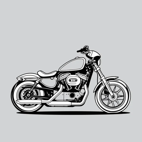 Bir vektör kruvazör motosikleti, düşük askılı, geniş gidonu ve rahat sürüş pozisyonunu vurgulayan rahat bir koltuğu olan, temiz ve şık bir grafik tasarımı ile gösterilmiştir.